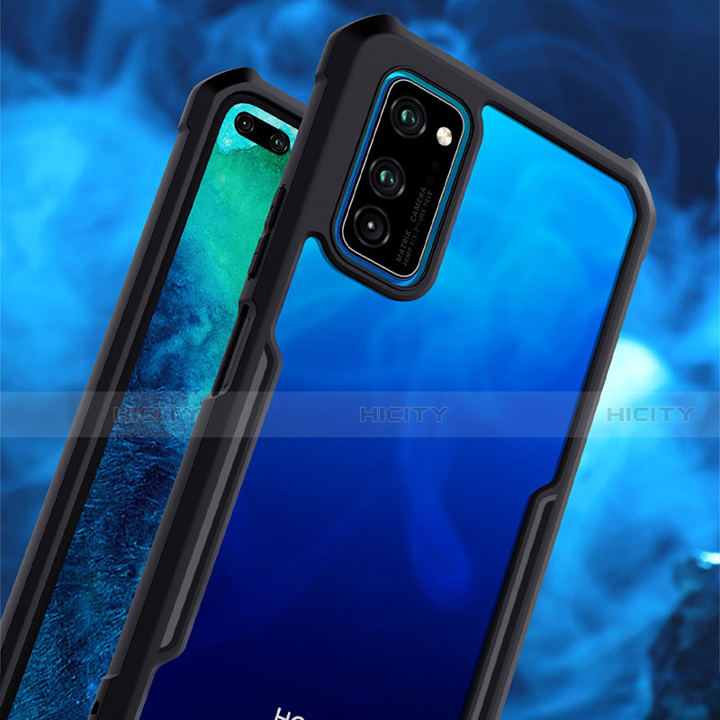 Custodia Silicone Trasparente Specchio Laterale 360 Gradi con Magnetico Anello Supporto per Huawei Honor View 30 Pro 5G