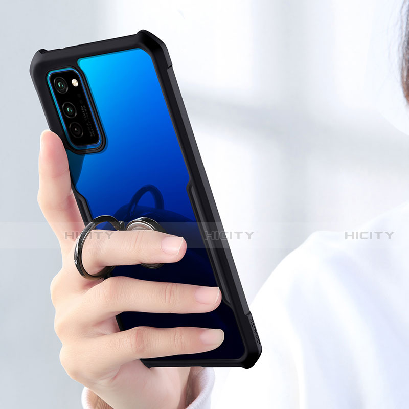 Custodia Silicone Trasparente Specchio Laterale 360 Gradi con Magnetico Anello Supporto per Huawei Honor View 30 Pro 5G