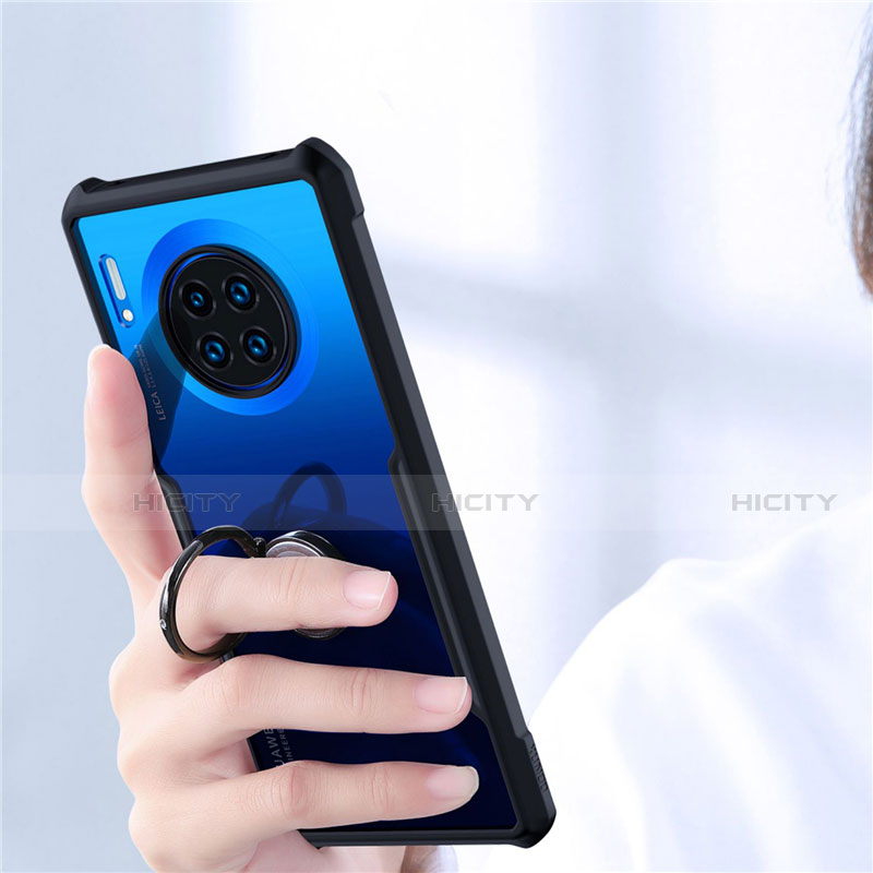 Custodia Silicone Trasparente Specchio Laterale 360 Gradi con Magnetico Anello Supporto per Huawei Mate 30 Pro