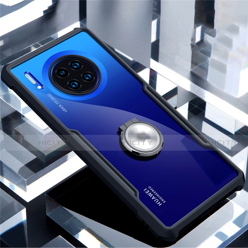 Custodia Silicone Trasparente Specchio Laterale 360 Gradi con Magnetico Anello Supporto per Huawei Mate 30 Pro 5G