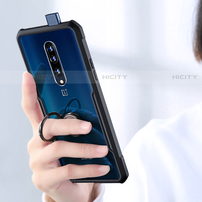 Custodia Silicone Trasparente Specchio Laterale 360 Gradi con Magnetico Anello Supporto per OnePlus 7 Pro