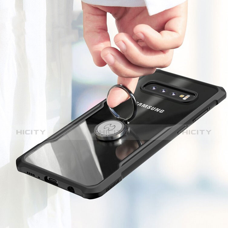 Custodia Silicone Trasparente Specchio Laterale 360 Gradi con Magnetico Anello Supporto per Samsung Galaxy S10