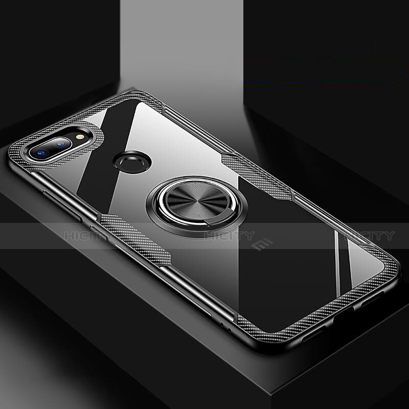 Custodia Silicone Trasparente Specchio Laterale 360 Gradi con Magnetico Anello Supporto per Xiaomi Mi 8 Lite