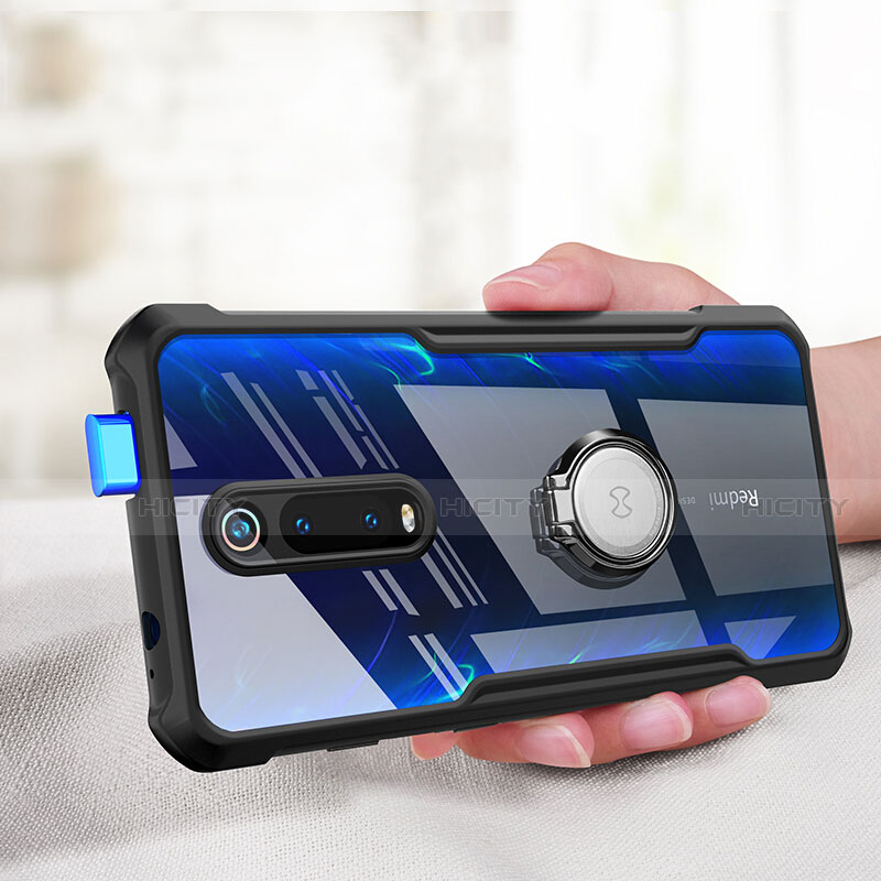 Custodia Silicone Trasparente Specchio Laterale 360 Gradi con Magnetico Anello Supporto T01 per Xiaomi Mi 9T