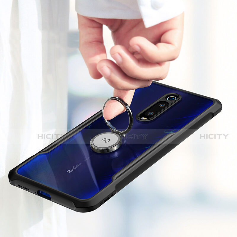 Custodia Silicone Trasparente Specchio Laterale 360 Gradi con Magnetico Anello Supporto T01 per Xiaomi Mi 9T Pro