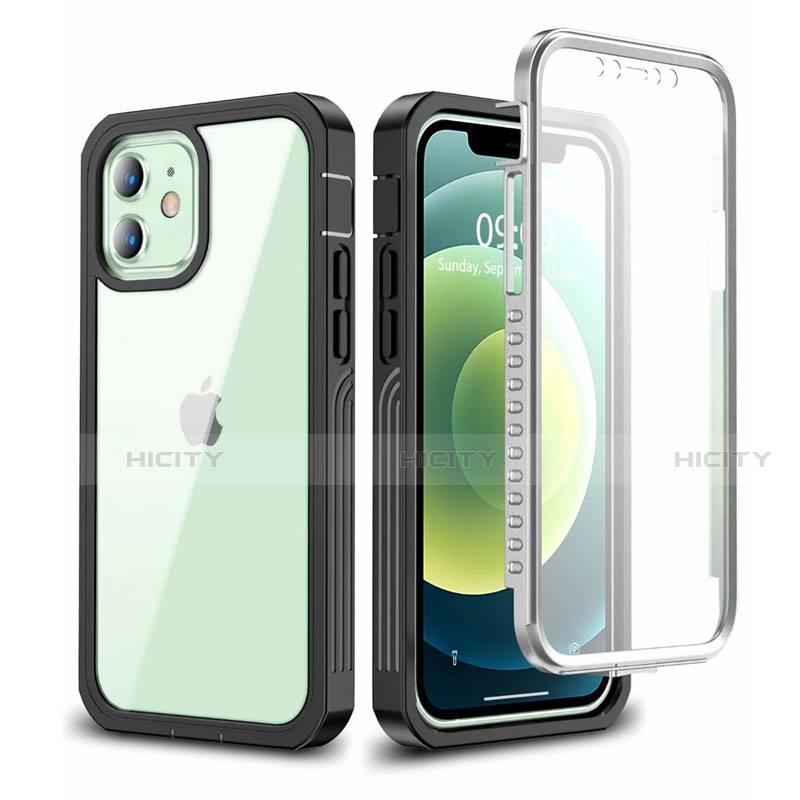 Custodia Silicone Trasparente Specchio Laterale 360 Gradi per Apple iPhone 12 Nero