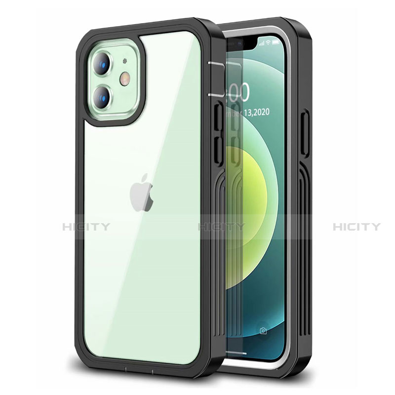 Custodia Silicone Trasparente Specchio Laterale 360 Gradi per Apple iPhone 12 Nero