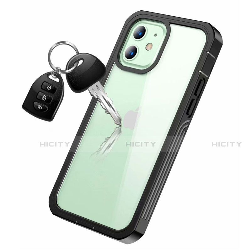 Custodia Silicone Trasparente Specchio Laterale 360 Gradi per Apple iPhone 12 Nero