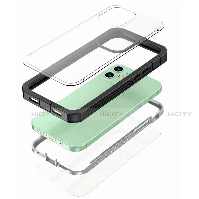 Custodia Silicone Trasparente Specchio Laterale 360 Gradi per Apple iPhone 12 Nero