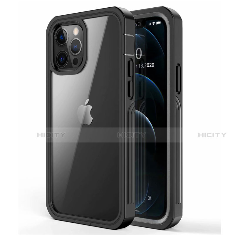 Custodia Silicone Trasparente Specchio Laterale 360 Gradi per Apple iPhone 12 Pro Max Nero