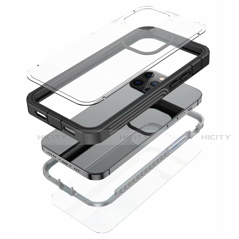 Custodia Silicone Trasparente Specchio Laterale 360 Gradi per Apple iPhone 12 Pro Nero