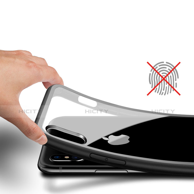 Custodia Silicone Trasparente Specchio Laterale 360 Gradi per Apple iPhone Xs Max Nero