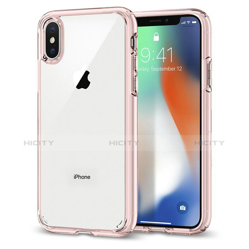 Custodia Silicone Trasparente Specchio Laterale 360 Gradi per Apple iPhone Xs Max Rosa