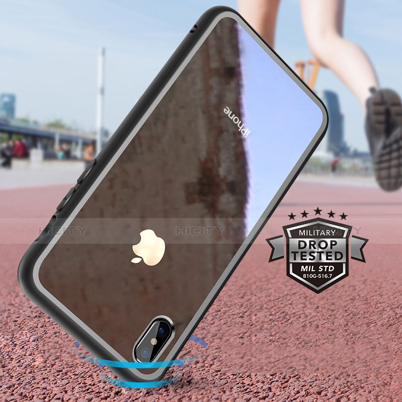 Custodia Silicone Trasparente Specchio Laterale 360 Gradi per Apple iPhone Xs Nero