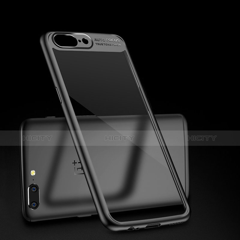Custodia Silicone Trasparente Specchio Laterale 360 Gradi per OnePlus 5 Nero