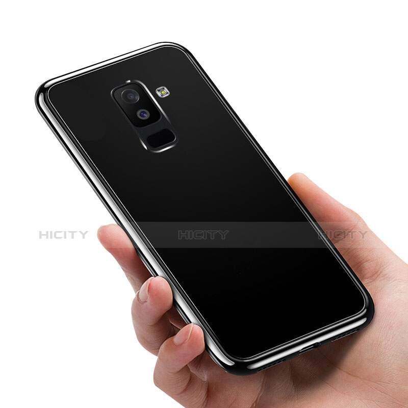 Custodia Silicone Trasparente Specchio Laterale 360 Gradi per Samsung Galaxy A6 Plus (2018) Nero