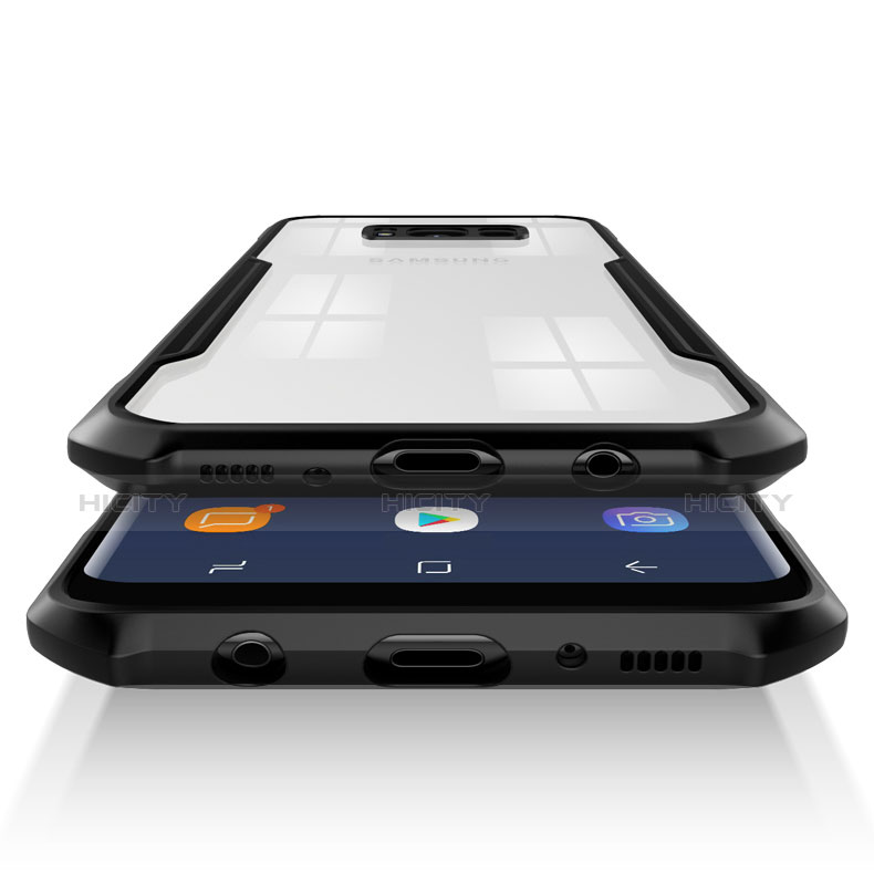 Custodia Silicone Trasparente Specchio Laterale 360 Gradi R02 per Samsung Galaxy S8 Nero
