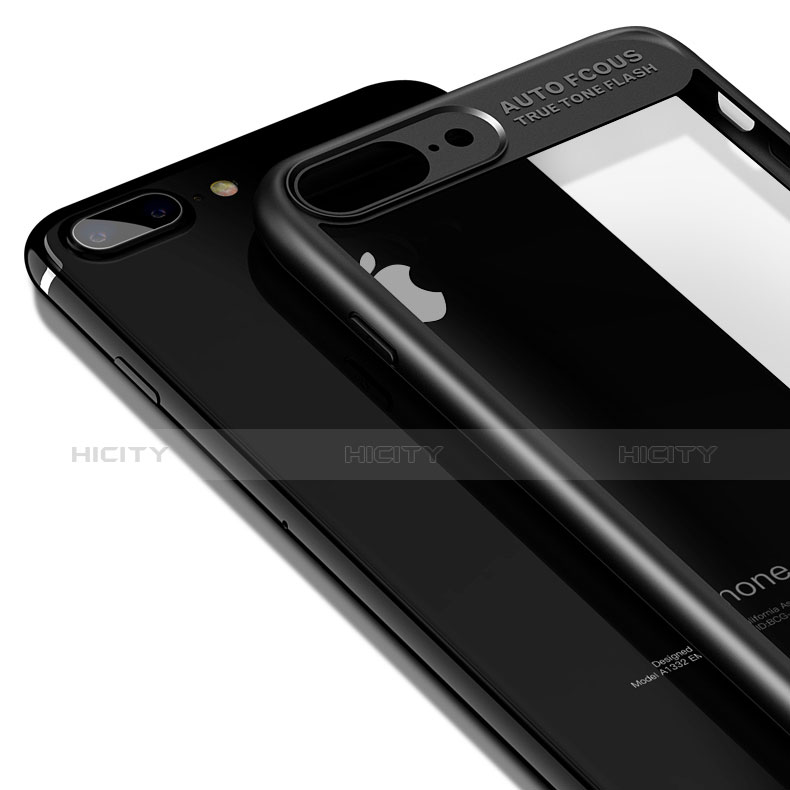 Custodia Silicone Trasparente Specchio Laterale 360 Gradi T02 per Apple iPhone 7 Plus Nero