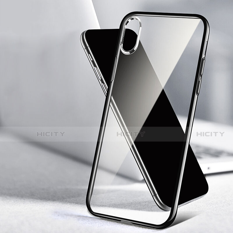 Custodia Silicone Trasparente Specchio Laterale 360 Gradi T02 per Apple iPhone X Nero