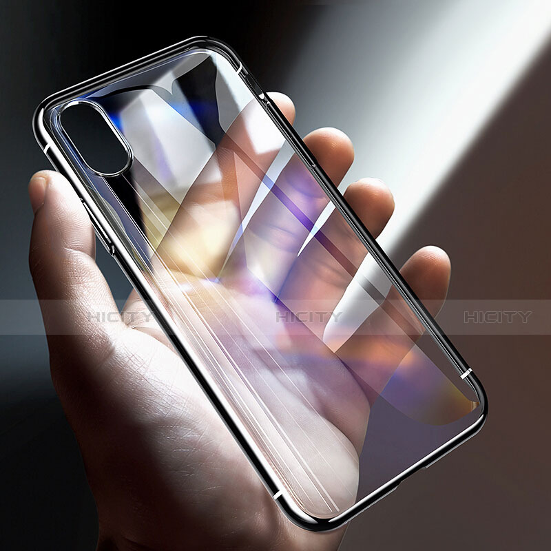 Custodia Silicone Trasparente Specchio Laterale 360 Gradi T02 per Apple iPhone X Nero