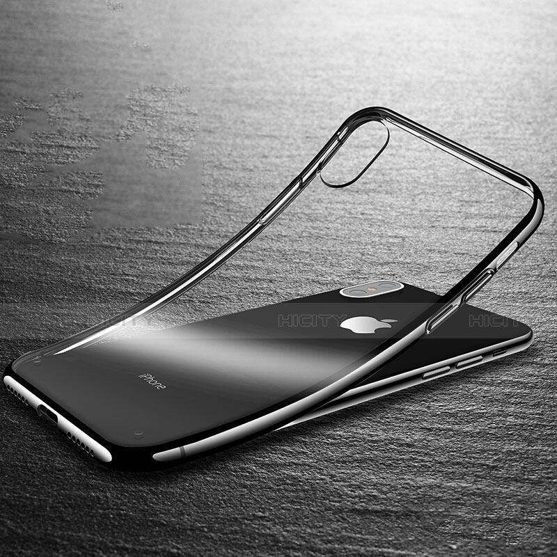 Custodia Silicone Trasparente Specchio Laterale 360 Gradi T02 per Apple iPhone X Nero