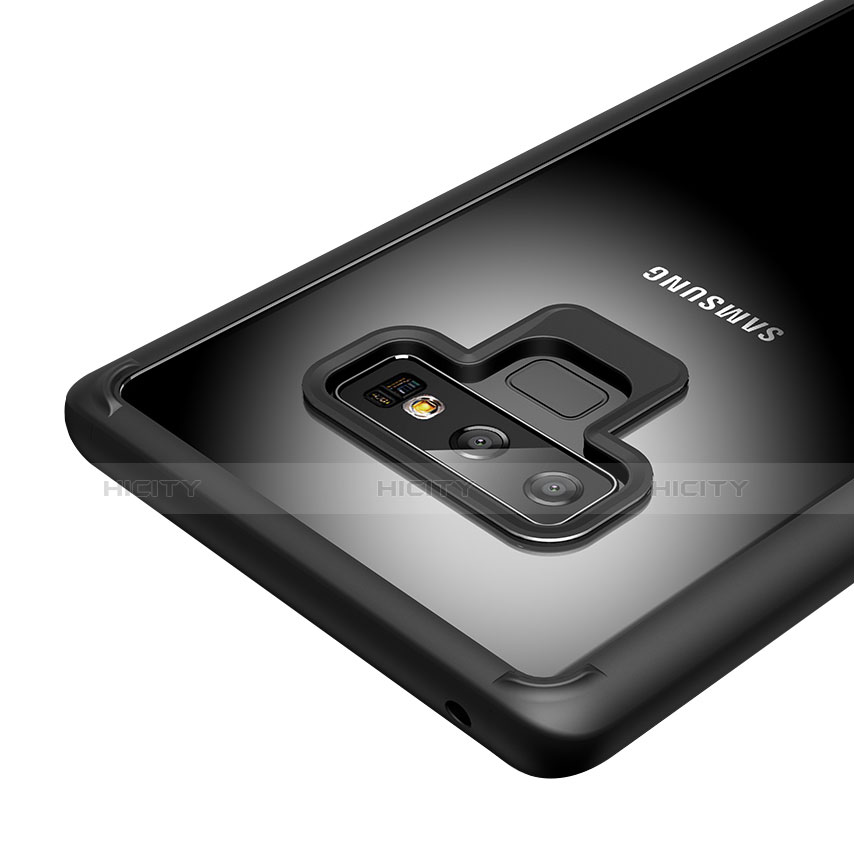 Custodia Silicone Trasparente Specchio Laterale 360 Gradi T02 per Samsung Galaxy Note 9 Nero