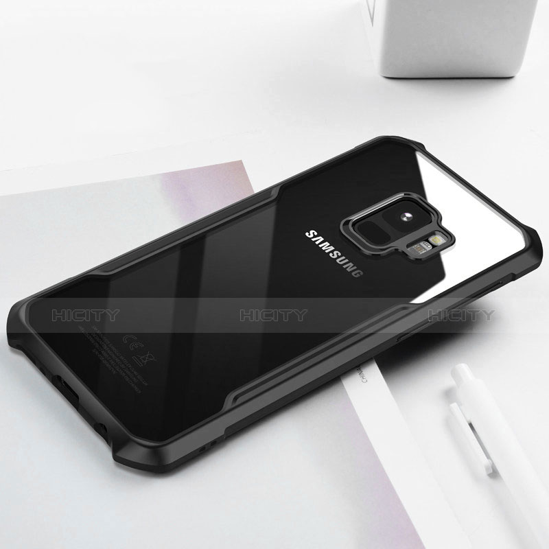 Custodia Silicone Trasparente Specchio Laterale 360 Gradi T02 per Samsung Galaxy S9 Nero