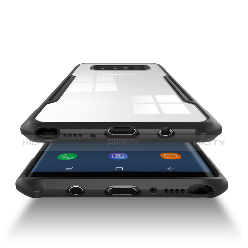 Custodia Silicone Trasparente Specchio Laterale 360 Gradi T03 per Samsung Galaxy Note 8 Duos N950F Nero