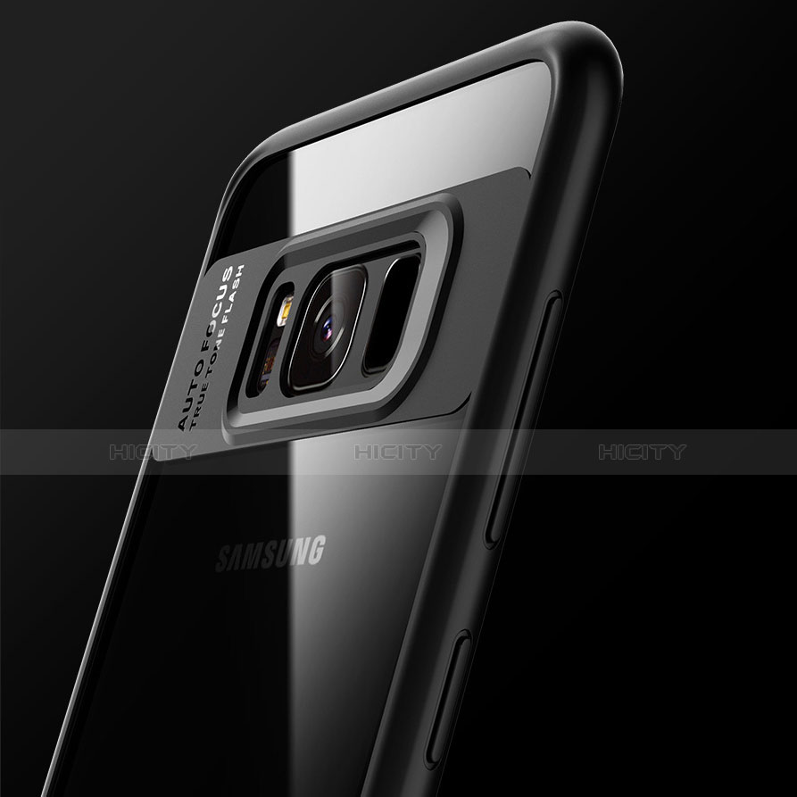 Custodia Silicone Trasparente Specchio Laterale 360 Gradi T03 per Samsung Galaxy S8 Nero