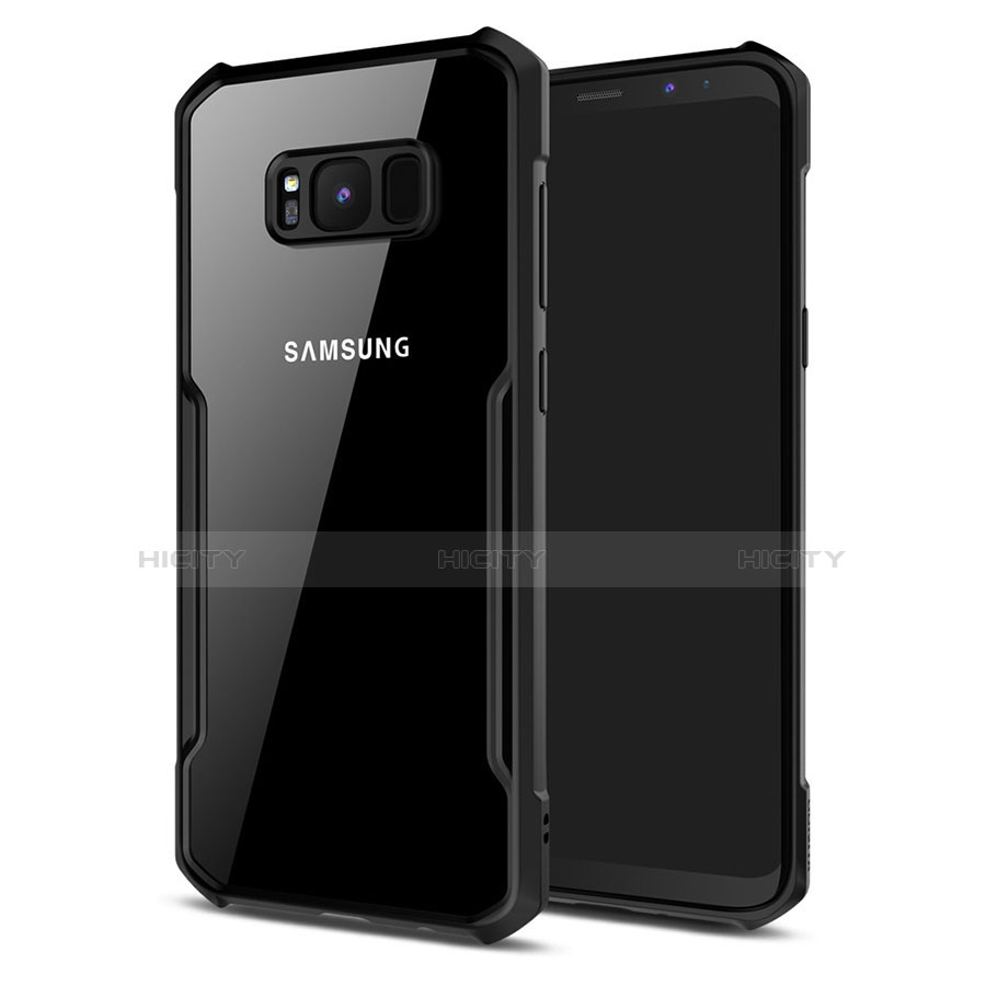 Custodia Silicone Trasparente Specchio Laterale 360 Gradi T03 per Samsung Galaxy S8 Plus Nero