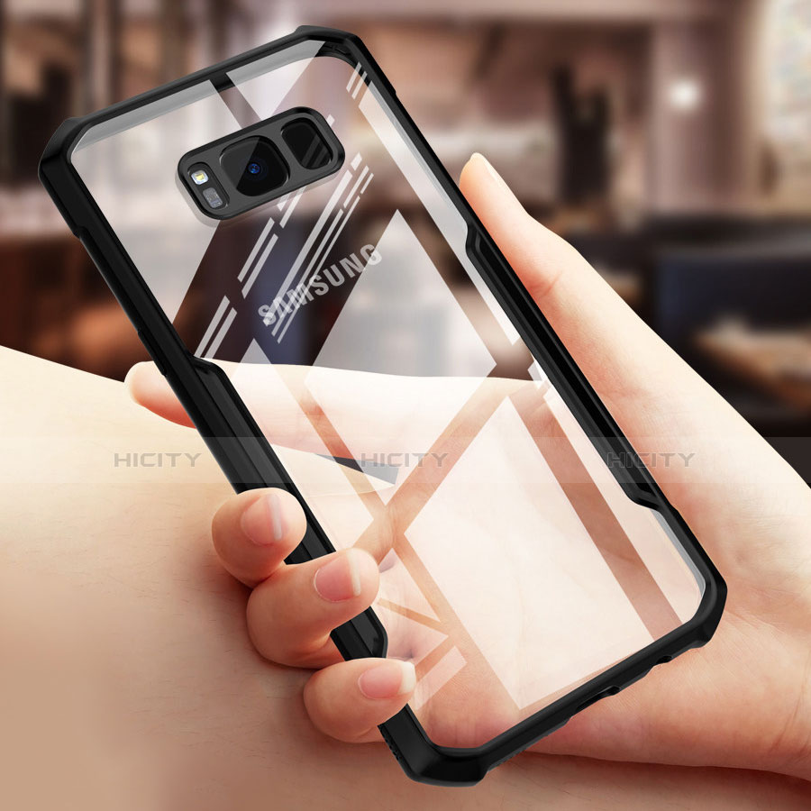 Custodia Silicone Trasparente Specchio Laterale 360 Gradi T03 per Samsung Galaxy S8 Plus Nero