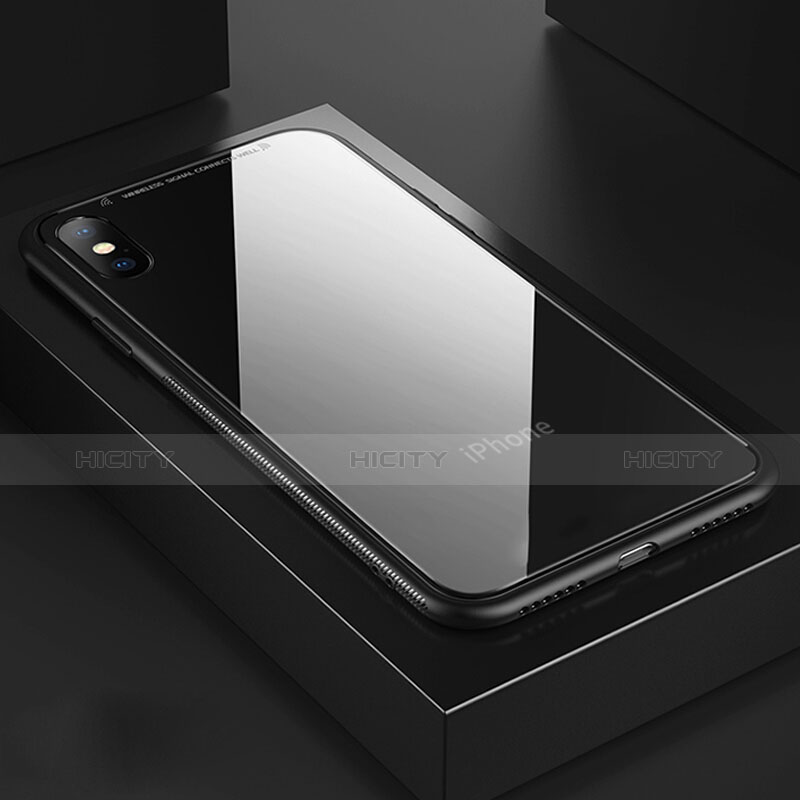 Custodia Silicone Trasparente Specchio Laterale 360 Gradi T04 per Apple iPhone Xs Nero