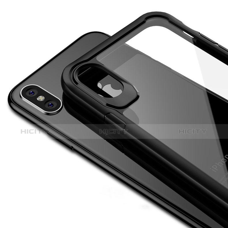 Custodia Silicone Trasparente Specchio Laterale 360 Gradi T10 per Apple iPhone Xs Max Nero