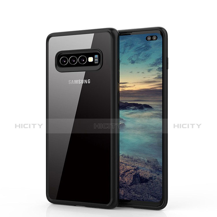 Custodia Silicone Trasparente Specchio Laterale Cover A02 per Samsung Galaxy S10 Plus Nero
