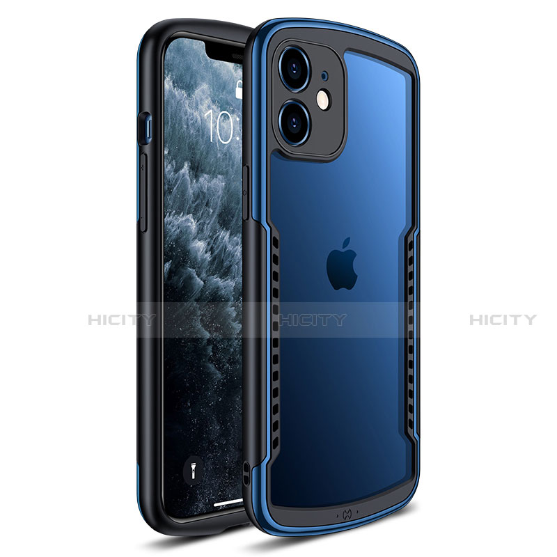 Custodia Silicone Trasparente Specchio Laterale Cover H01 per Apple iPhone 12 Blu