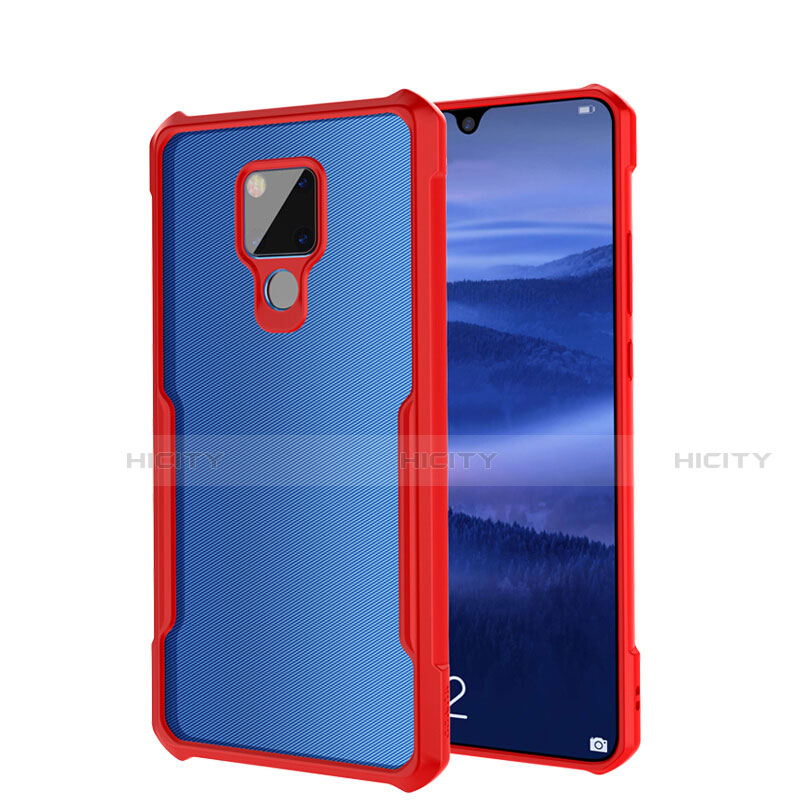 Custodia Silicone Trasparente Specchio Laterale Cover H01 per Huawei Mate 20 X 5G Rosso