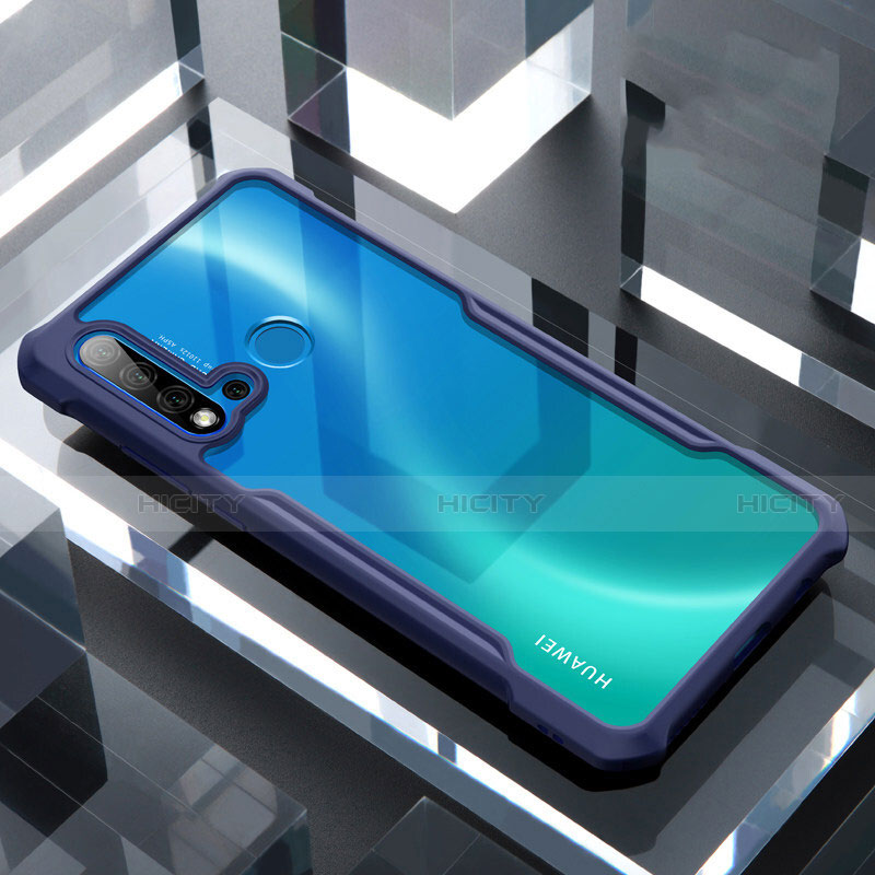 Custodia Silicone Trasparente Specchio Laterale Cover H01 per Huawei P20 Lite (2019) Blu