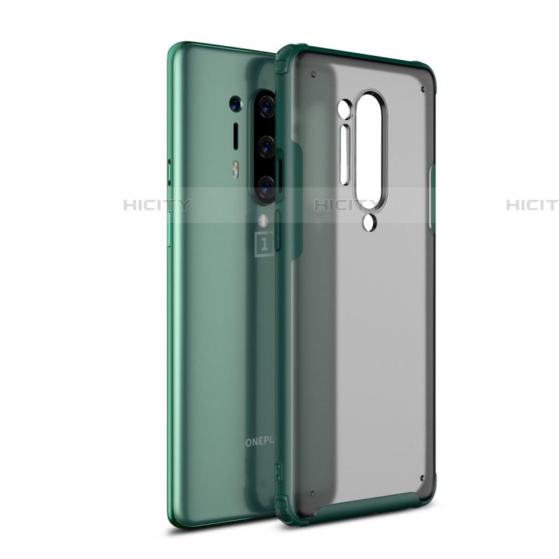 Custodia Silicone Trasparente Specchio Laterale Cover H01 per OnePlus 8 Pro Verde