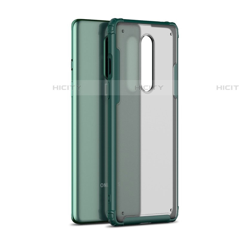 Custodia Silicone Trasparente Specchio Laterale Cover H01 per OnePlus 8 Verde