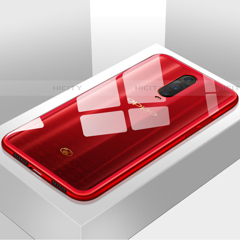 Custodia Silicone Trasparente Specchio Laterale Cover H01 per Oppo RX17 Pro Rosso
