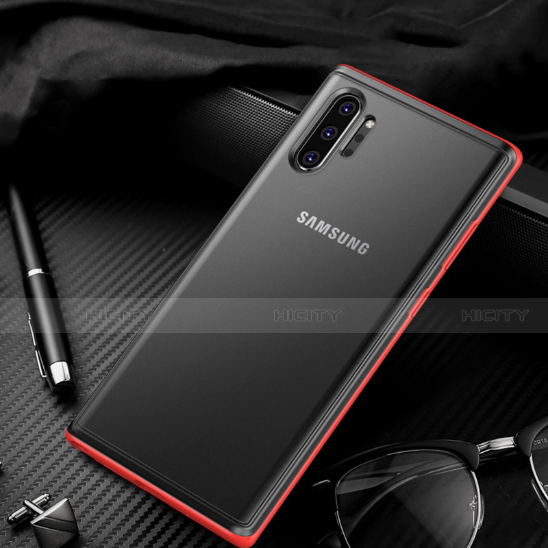 Custodia Silicone Trasparente Specchio Laterale Cover H01 per Samsung Galaxy Note 10 Plus 5G Rosso