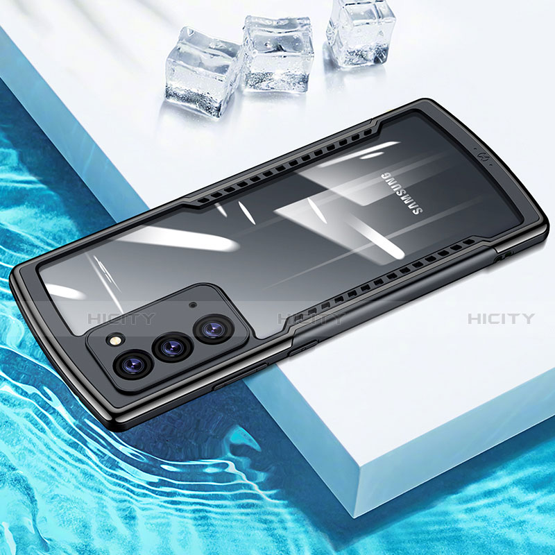 Custodia Silicone Trasparente Specchio Laterale Cover H01 per Samsung Galaxy Note 20 5G Nero
