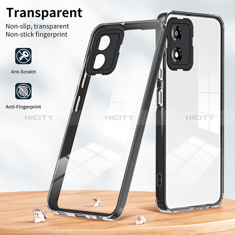 Custodia Silicone Trasparente Specchio Laterale Cover H01P per Motorola Moto E13