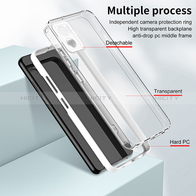 Custodia Silicone Trasparente Specchio Laterale Cover H01P per Motorola Moto E22