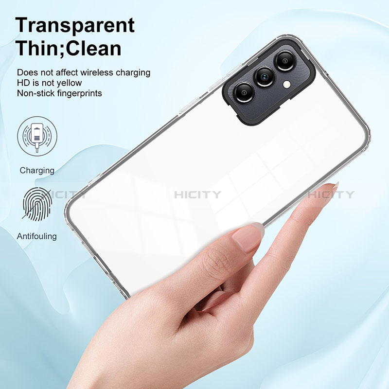 Custodia Silicone Trasparente Specchio Laterale Cover H01P per Samsung Galaxy A14 4G