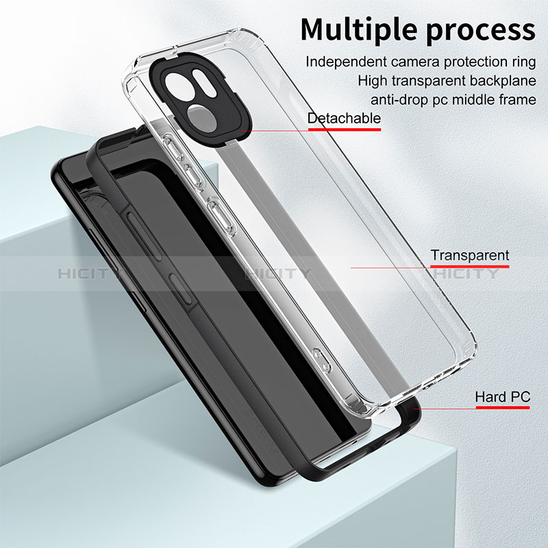 Custodia Silicone Trasparente Specchio Laterale Cover H01P per Xiaomi Redmi A1