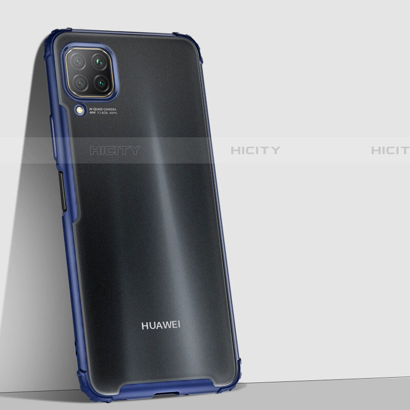 Custodia Silicone Trasparente Specchio Laterale Cover H02 per Huawei P40 Lite Blu