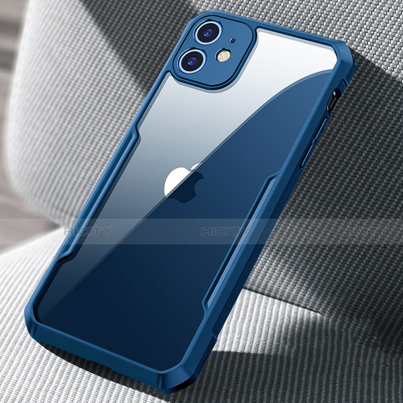 Custodia Silicone Trasparente Specchio Laterale Cover H03 per Apple iPhone 12 Mini Blu