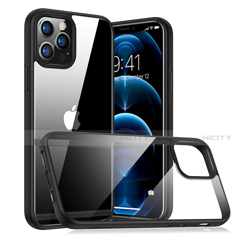 Custodia Silicone Trasparente Specchio Laterale Cover H04 per Apple iPhone 12 Pro Nero