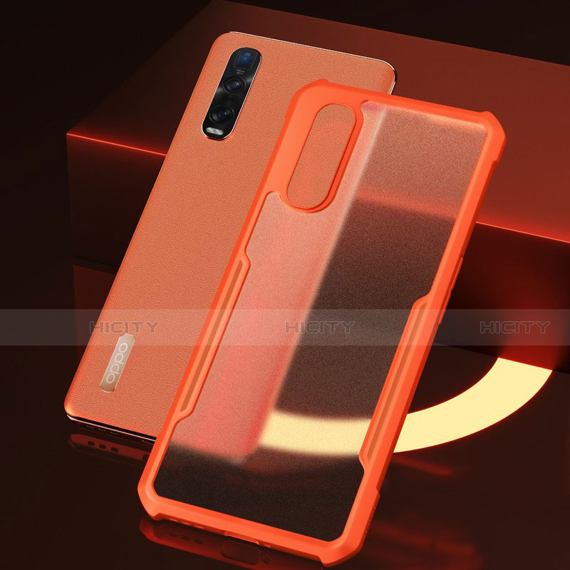 Custodia Silicone Trasparente Specchio Laterale Cover H04 per Oppo Find X2 Pro Arancione